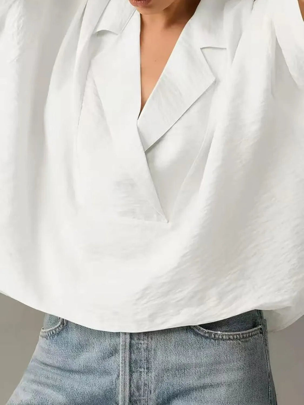 Collared Neck Half Sleeve Blouse - JUST - JEN BOUTIQUE