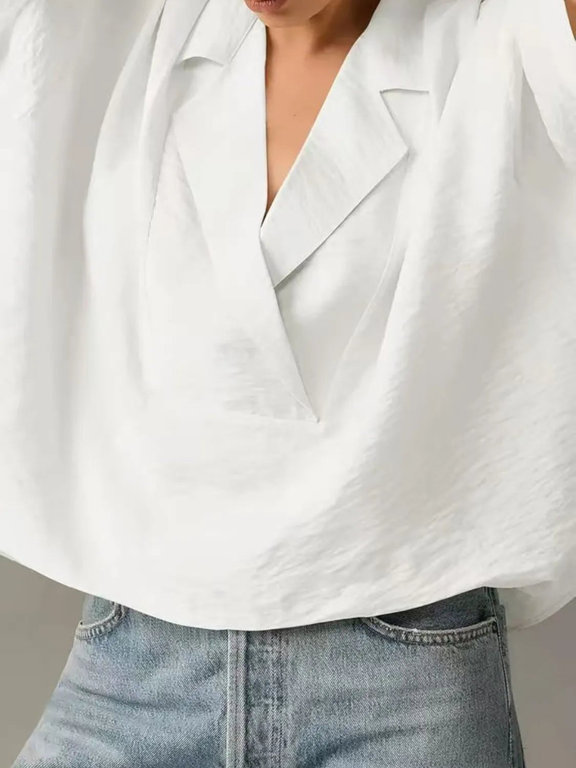 Collared Neck Half Sleeve Blouse - JUST - JEN BOUTIQUE