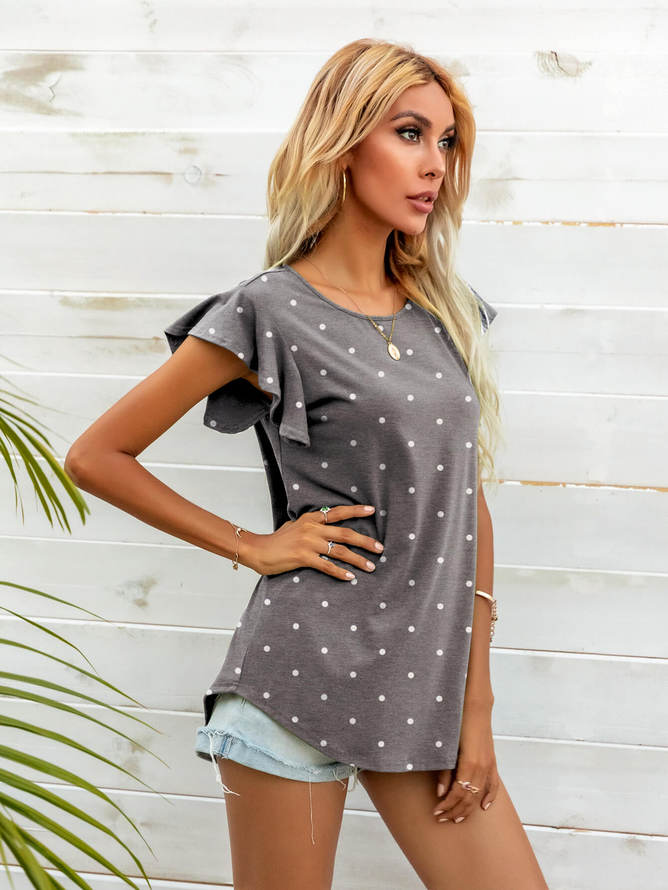 Round Neck Butterfly Sleeve Top - JUST - JEN BOUTIQUE