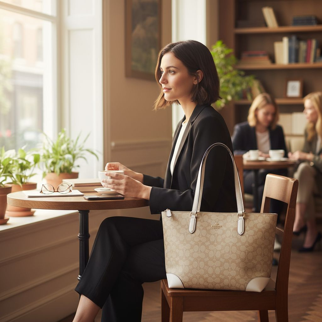 Coach Signature Jacquard Zip Tote Bag