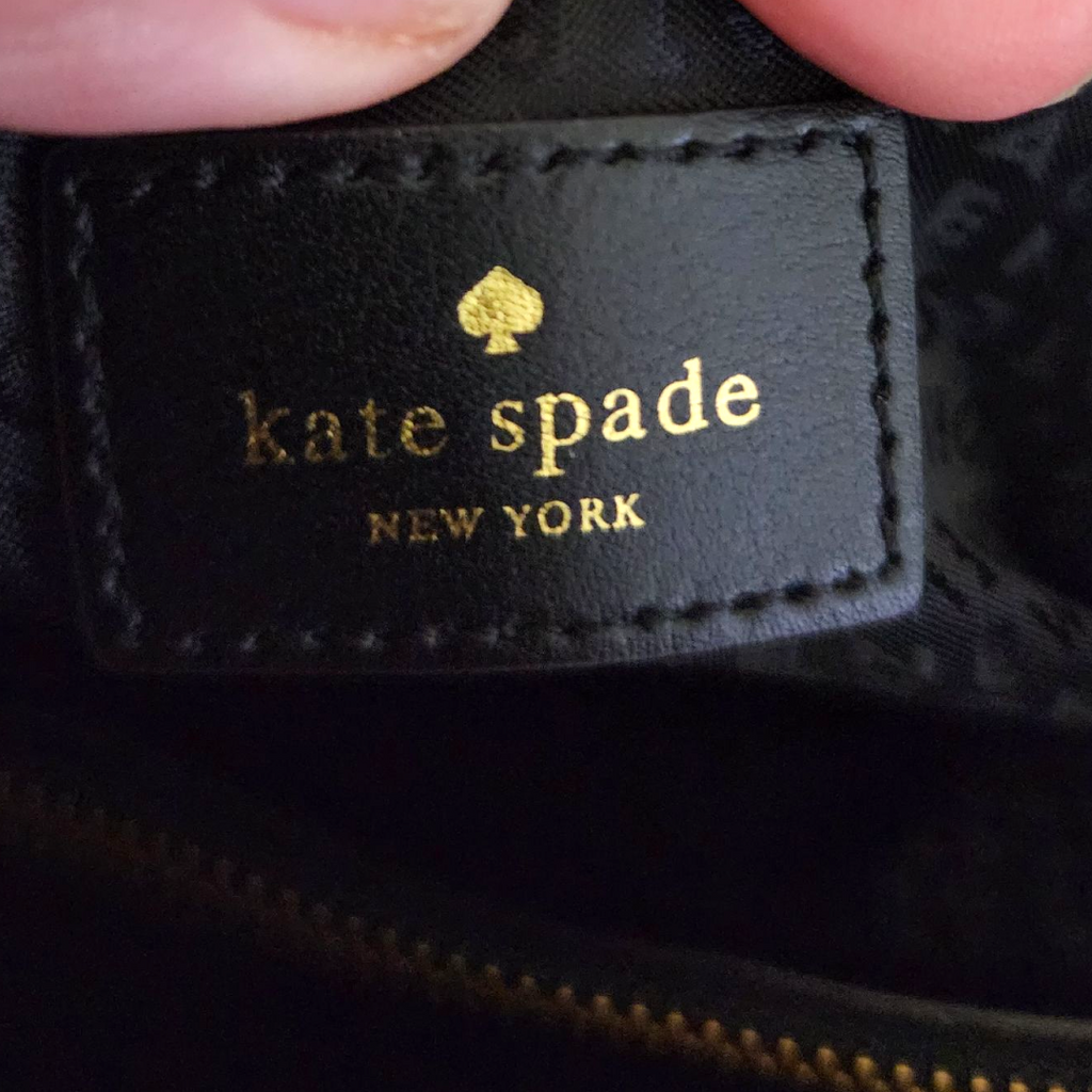 Kate Spade New York Black Leather Maryanne Hancock Park Leather Tote with Prim Front Bow