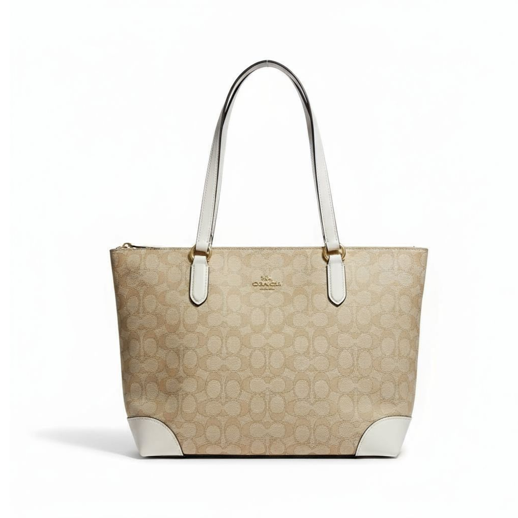 Coach Signature Jacquard Zip Tote Bag
