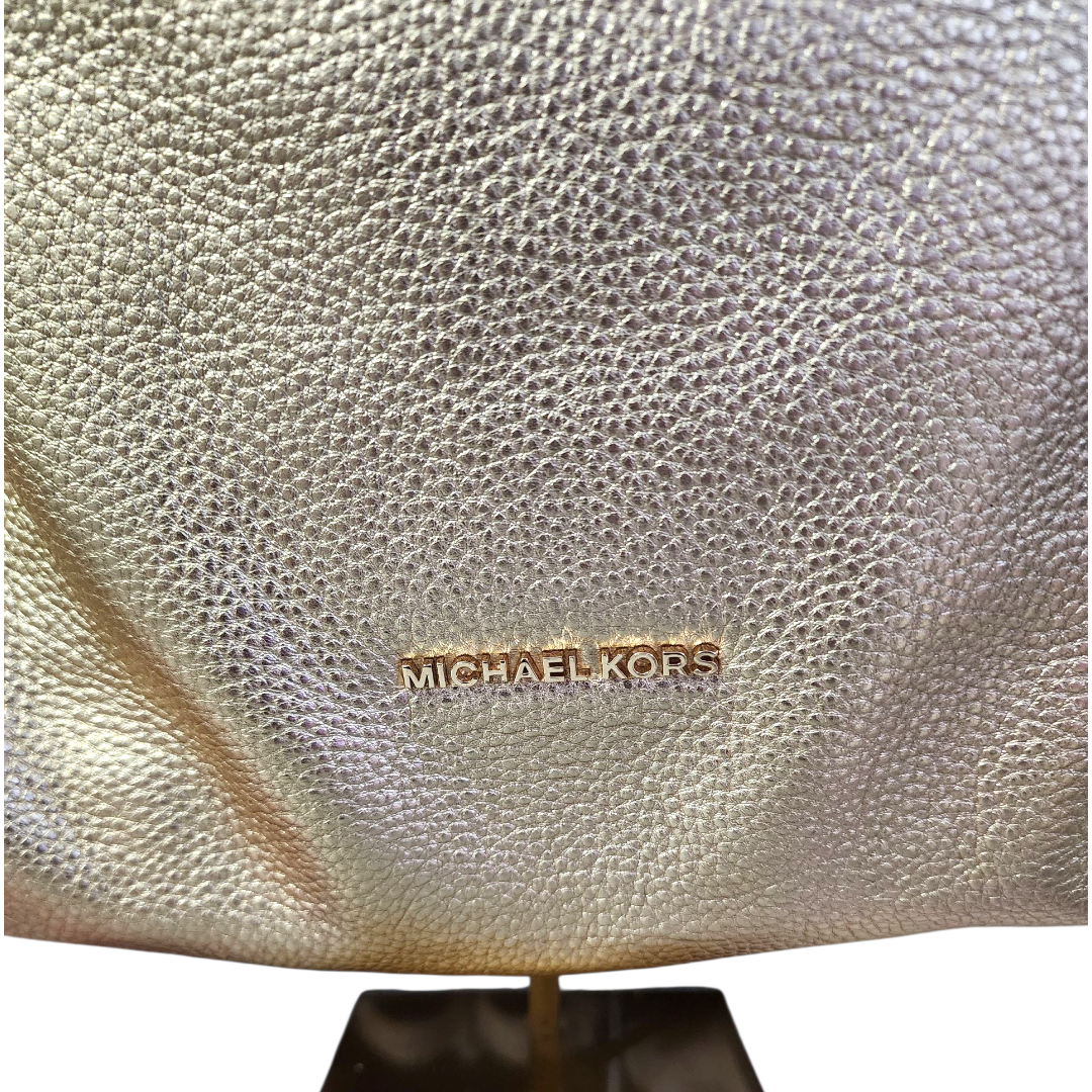 Michael Kors Aria Gold Soft Pebbled Leather Shoulder Hobo Bag
