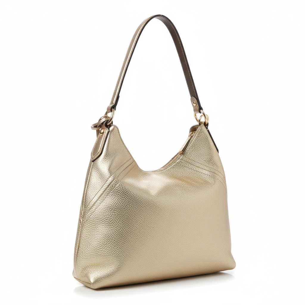 Michael Kors Aria Gold Soft Pebbled Leather Shoulder Hobo Bag