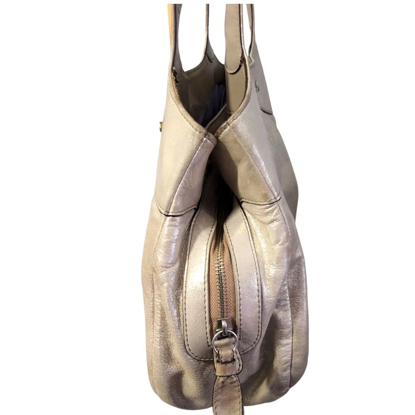 COACH LEXI Rare Vintage Shimmer Metallic Leather Champagne Gold Women's Hobo Bag