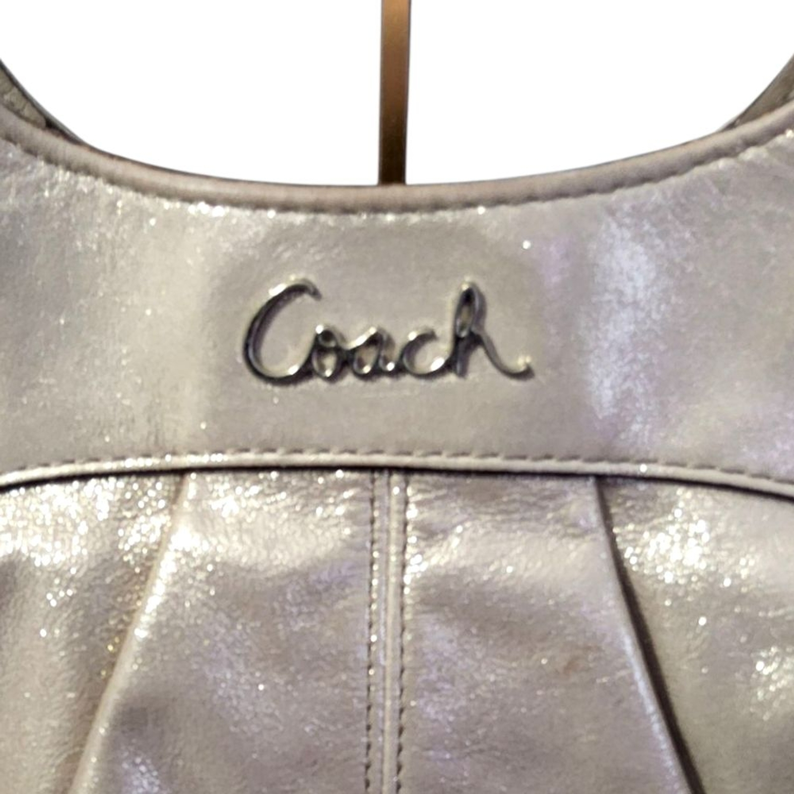 COACH LEXI Rare Vintage Shimmer Metallic Leather Champagne Gold Women's Hobo Bag