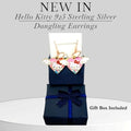 Hello Kitty 925 Sterling Silver Rose Gold Dangling Earrings with Gift Box