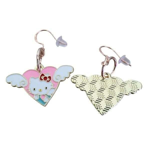 Hello Kitty 925 Sterling Silver Rose Gold Dangling Earrings with Gift Box