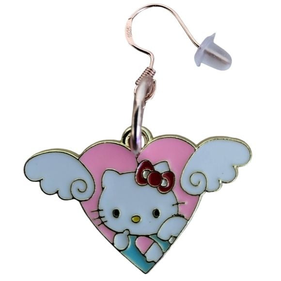 Hello Kitty 925 Sterling Silver Rose Gold Dangling Earrings with Gift Box