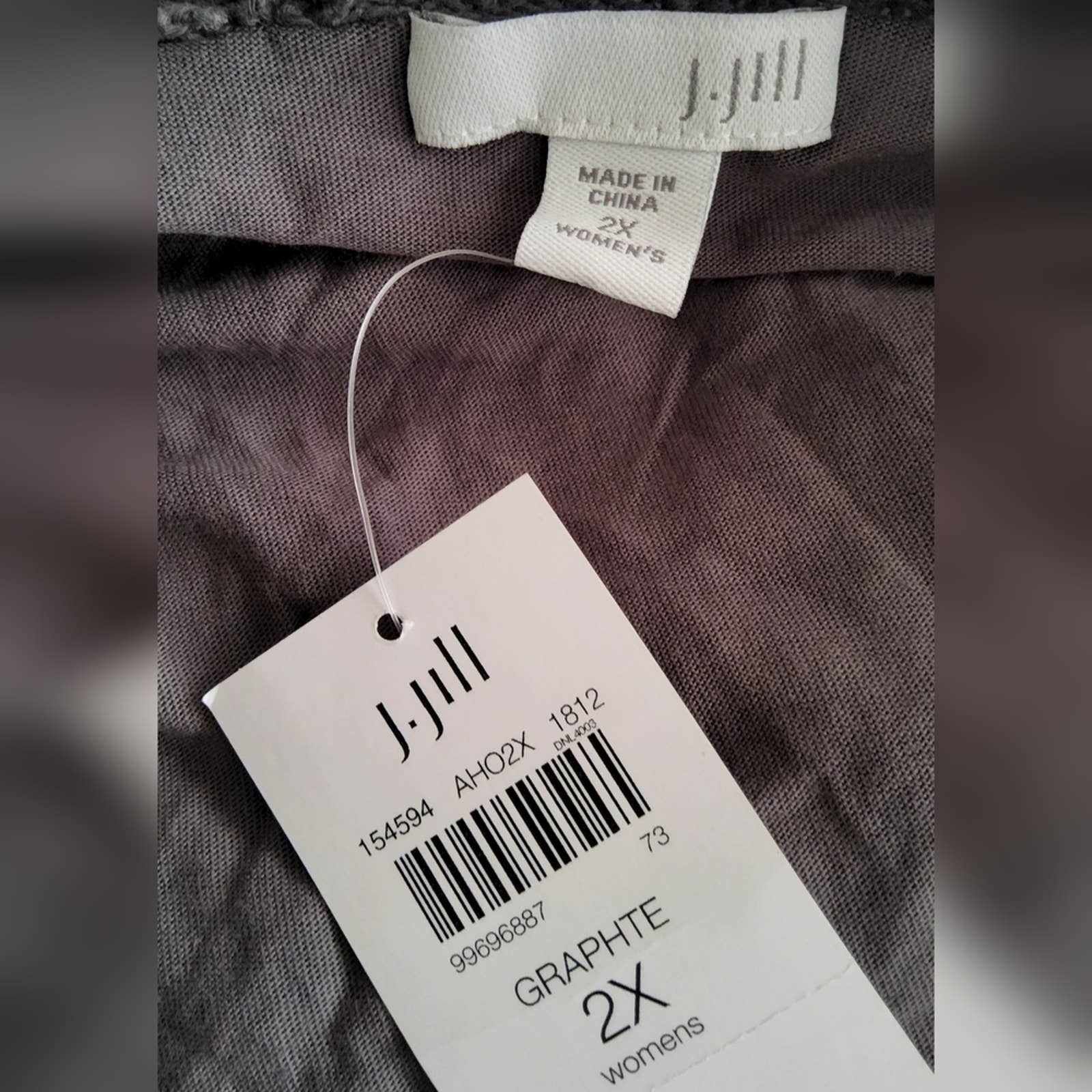 J.Jill Plus Size Graphite Gray Ruffle Bottom Split Back Sweater