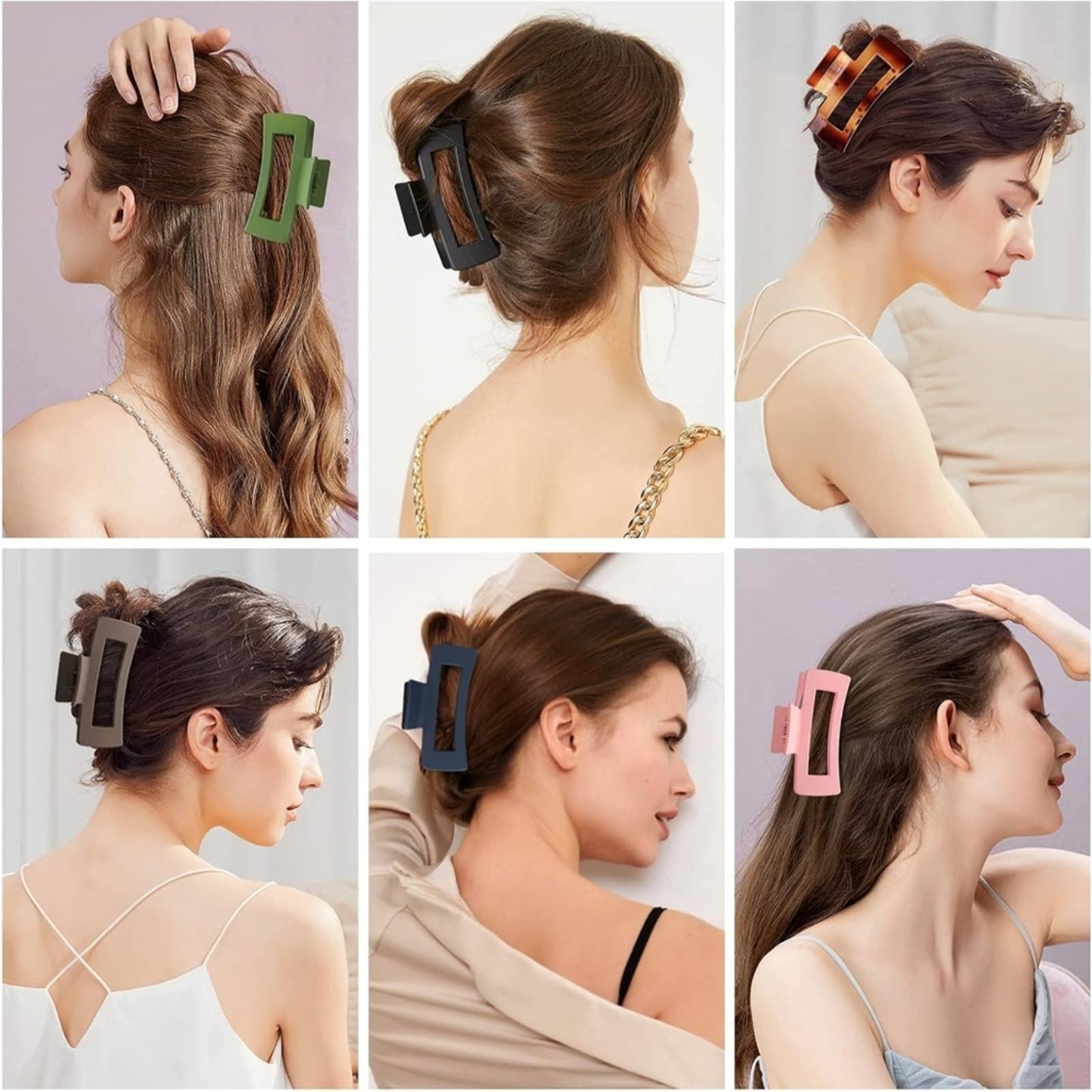 Women's 8-Piece Assorted Matte Large Hair Claw Clips – All Hair Types