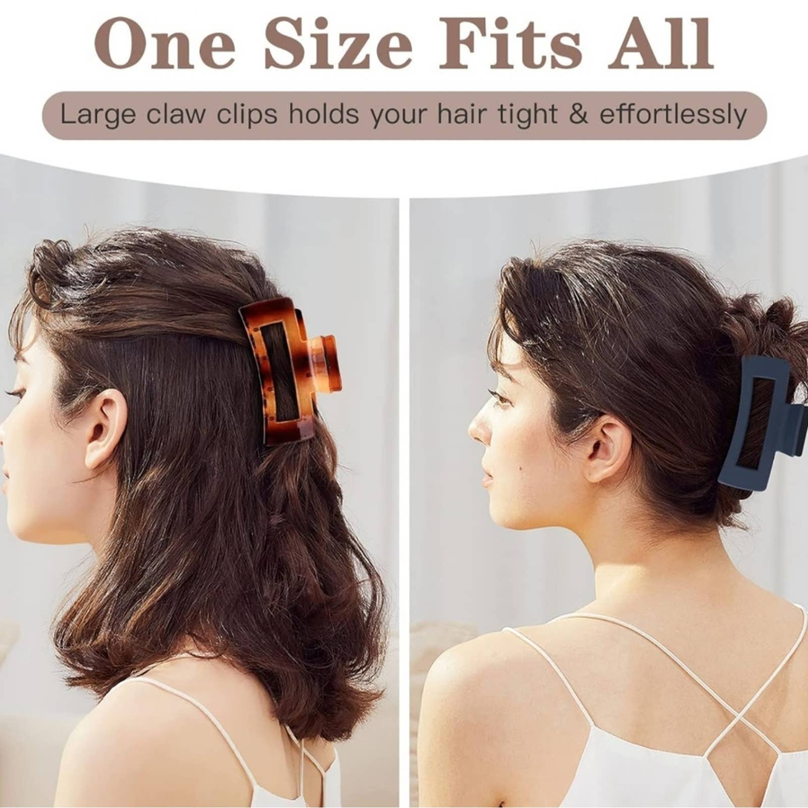 Women's 8-Piece Assorted Matte Large Hair Claw Clips – All Hair Types