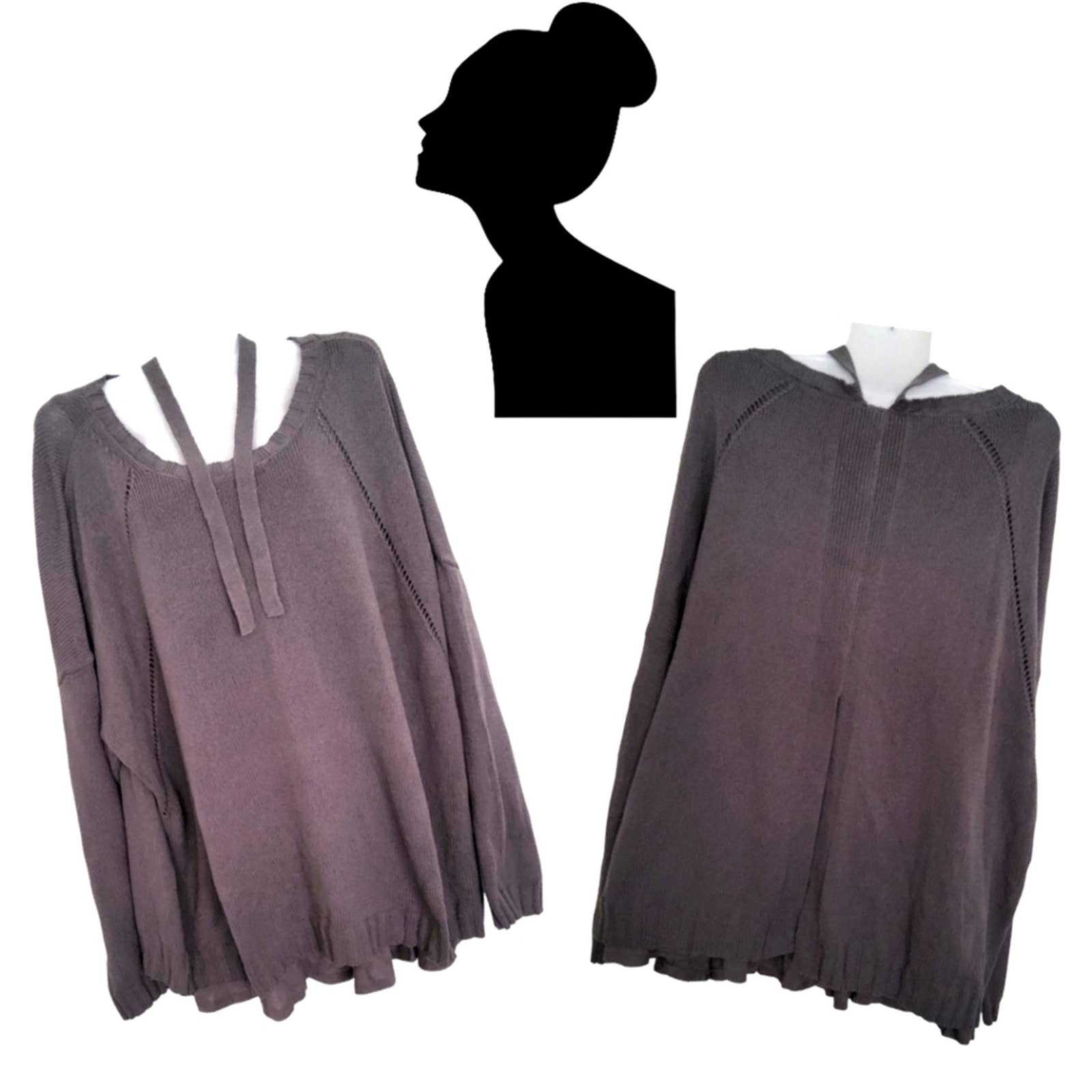 J.Jill Plus Size Graphite Gray Ruffle Bottom Split Back Sweater