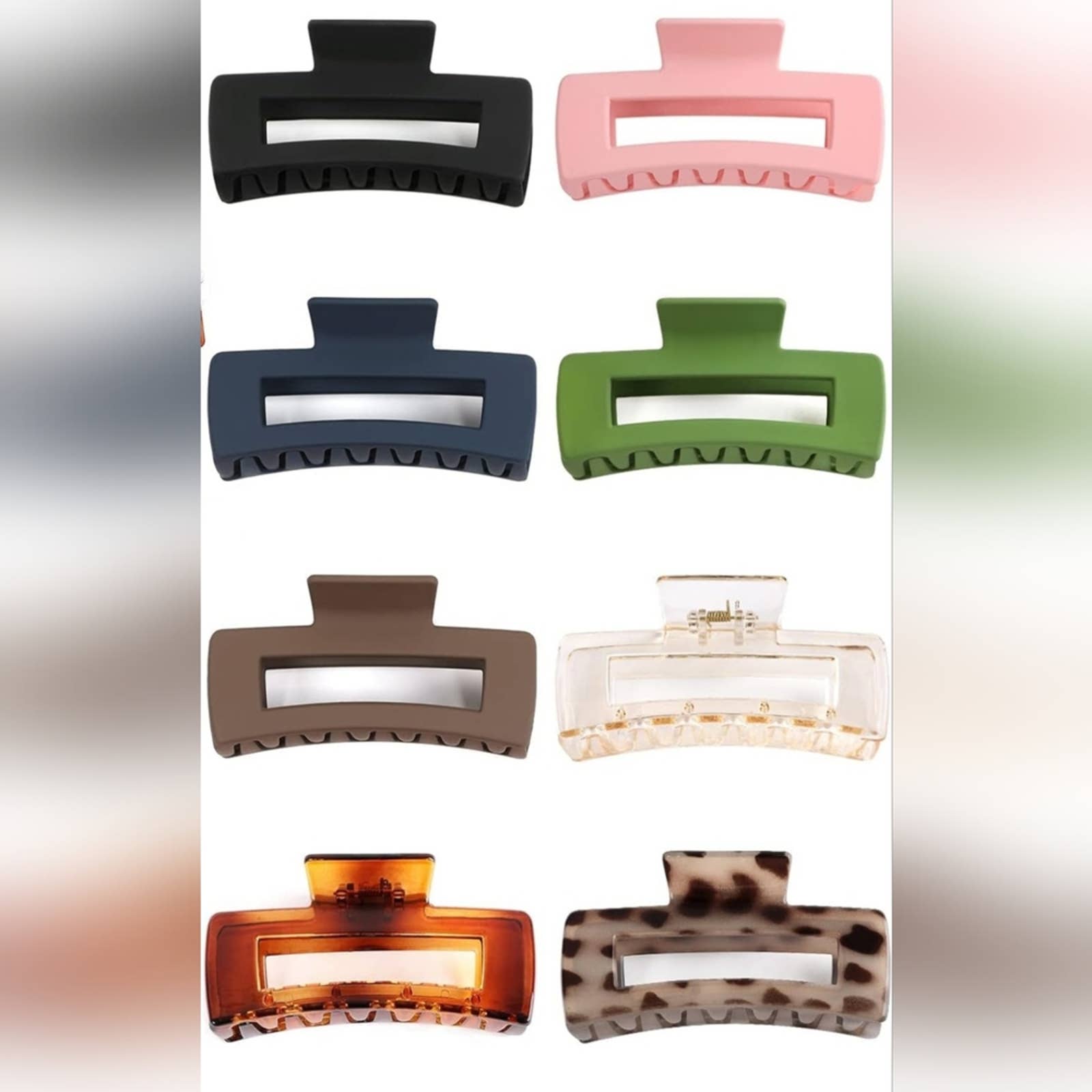 Women's 8-Piece Assorted Matte Large Hair Claw Clips – All Hair Types