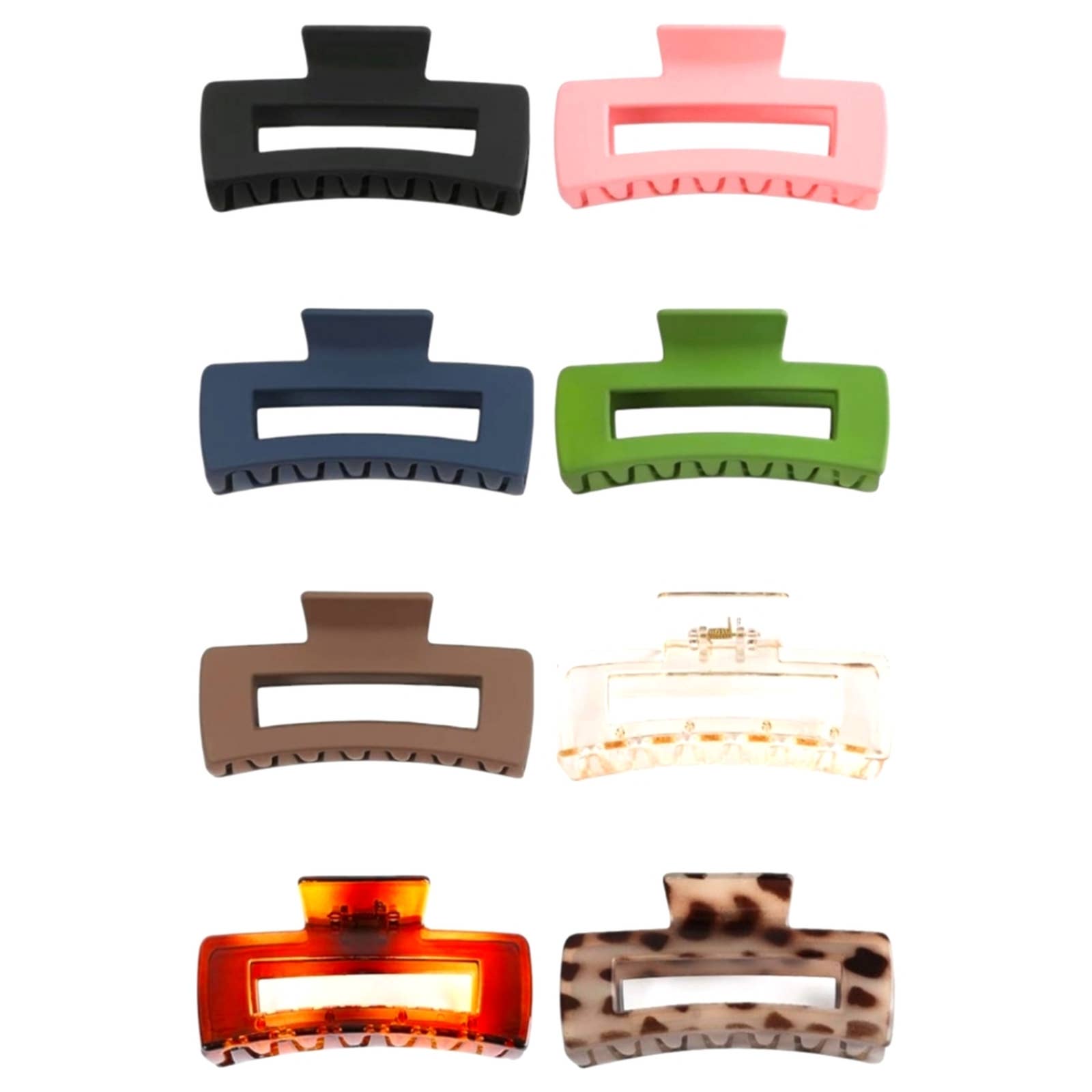 Women's 8-Piece Assorted Matte Large Hair Claw Clips – All Hair Types