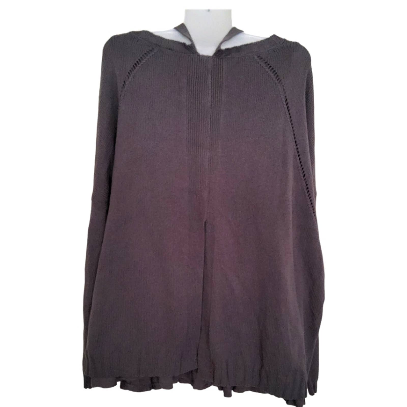 J.Jill Plus Size Graphite Gray Ruffle Bottom Split Back Sweater