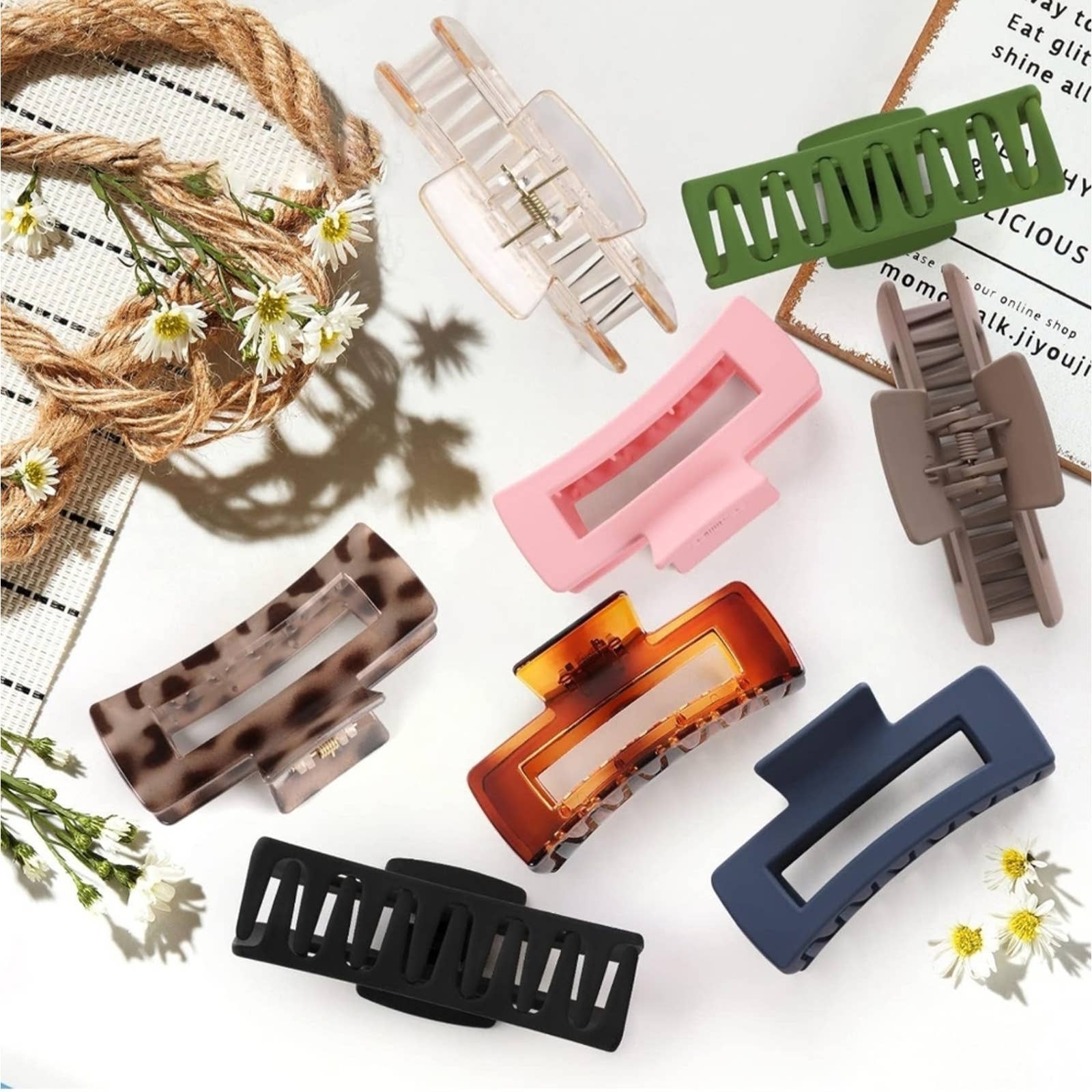 Women's 8-Piece Assorted Matte Large Hair Claw Clips – All Hair Types