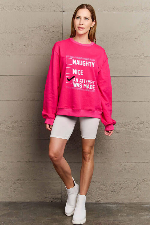 Simply Love Full Size Letter Graphic Long Sleeve Sweatshirt – Women's Casual Top