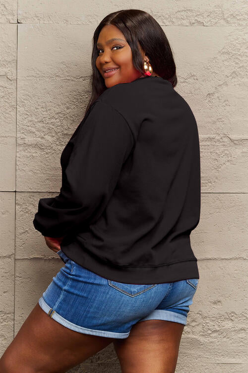 Simply Love Full Size Letter Graphic Long Sleeve Sweatshirt – Women's Casual Top