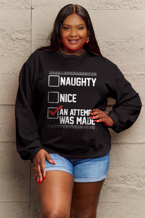 Simply Love Full Size Letter Graphic Long Sleeve Sweatshirt – Women's Casual Top