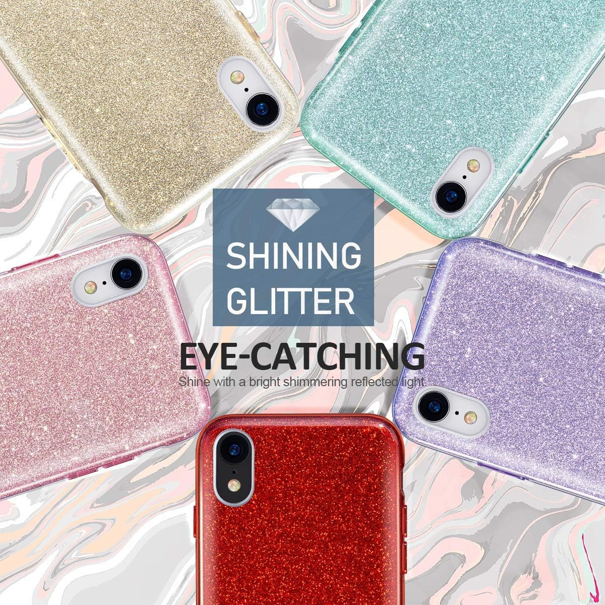 Iphone XR Case Glitter Slim Shiny Sparkle Crystal Bling Cover Cute Girls Case for Iphone XR 6.1'' (Purple)