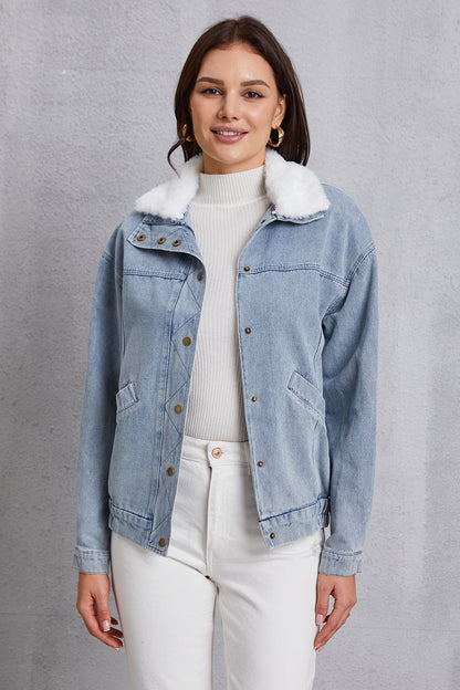 Snap Down Collared Neck Denim Jacket