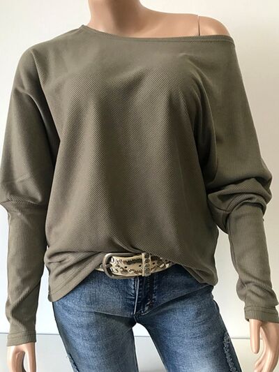 Boat Neck Long Sleeve Sweatshirt