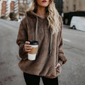 Quarter-Zip Drawstring Teddy Hoodie – Women's Cozy Fleece Pullover