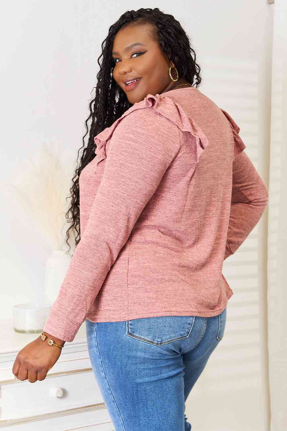 Square Neck Ruffle Shoulder Top – Feminine & Flirty