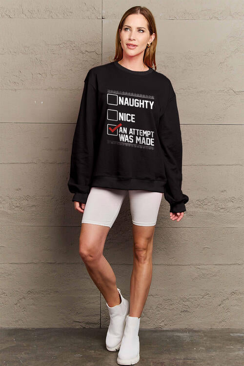 Simply Love Full Size Letter Graphic Long Sleeve Sweatshirt – Women's Casual Top