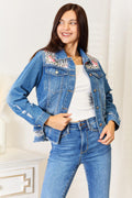 Baeful Leopard Floral Distressed Denim Jacket – Bold Spring Layer