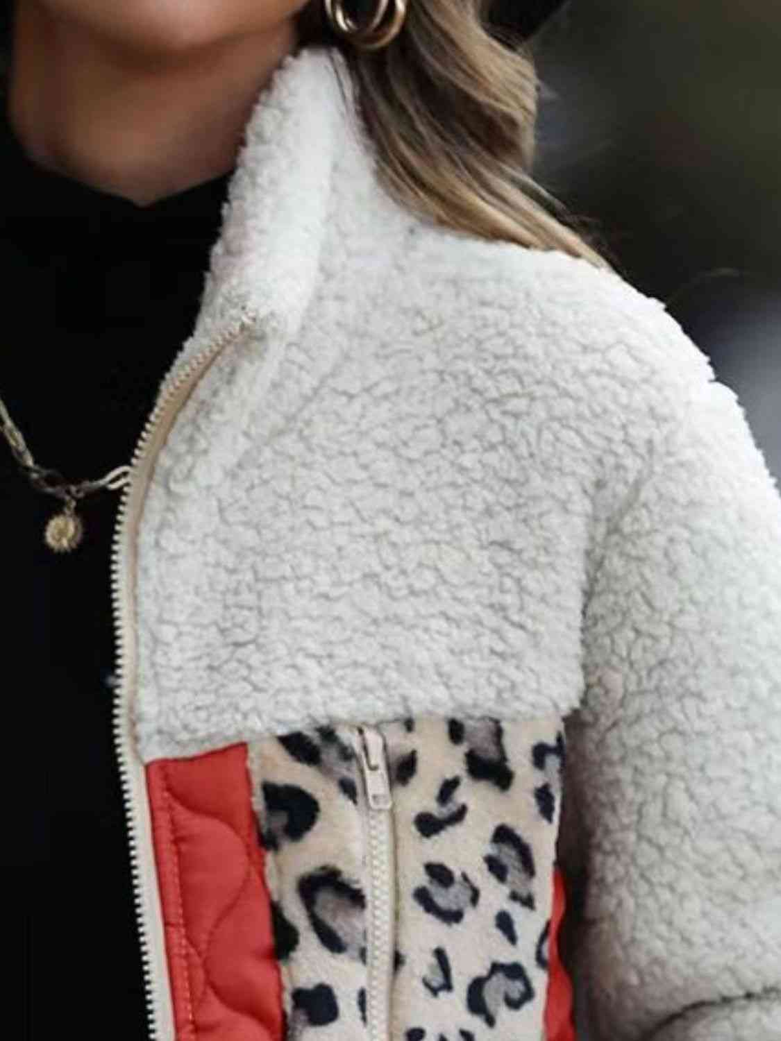 Leopard Color Block Zip-Up Jacket – Women's Bold Outerwear