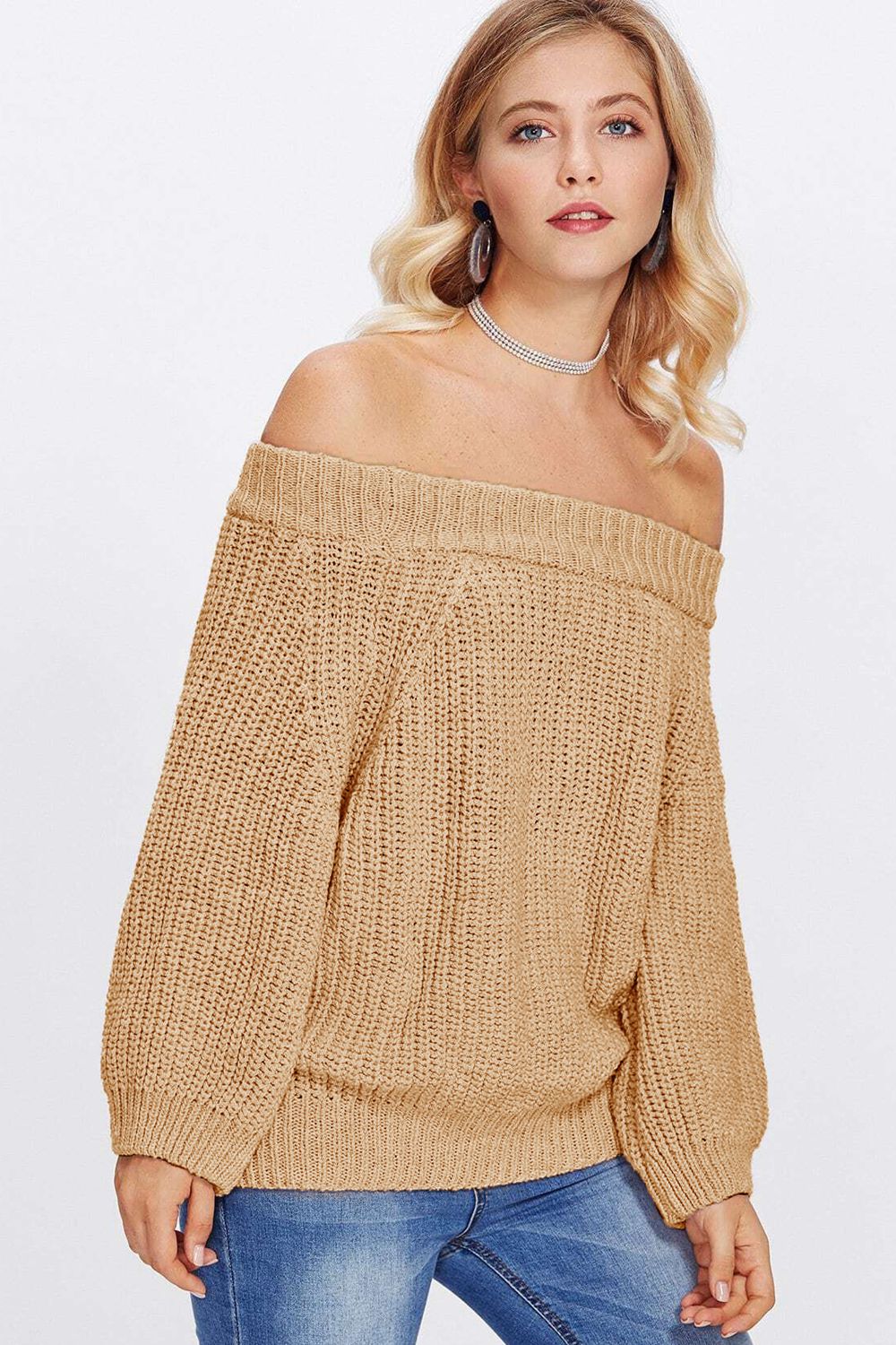 Double Take Off-Shoulder Long Sleeve Sweater