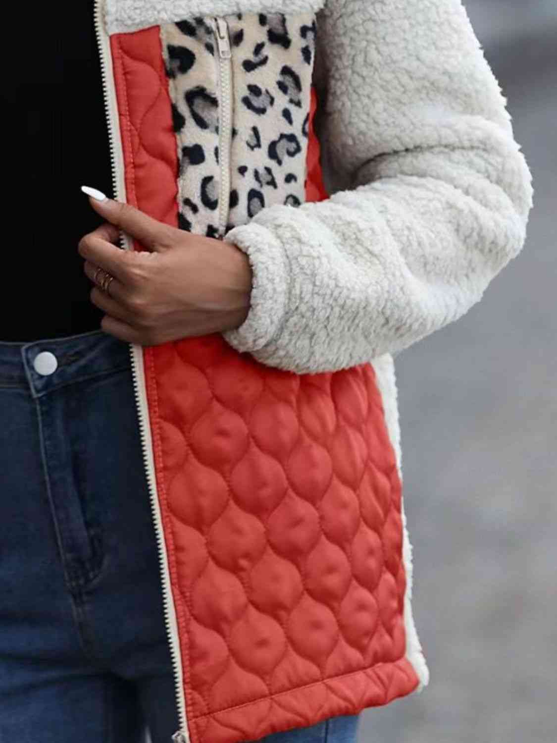 Leopard Color Block Zip-Up Jacket – Women's Bold Outerwear