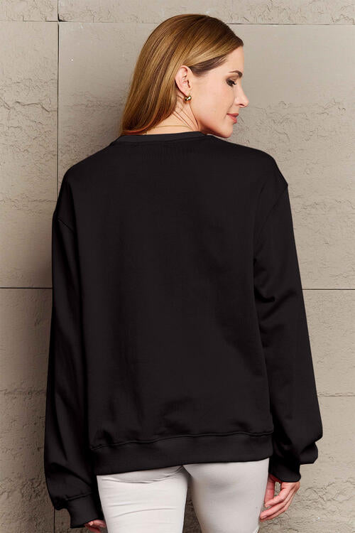 Simply Love Full Size Letter Graphic Long Sleeve Sweatshirt – Women's Casual Top
