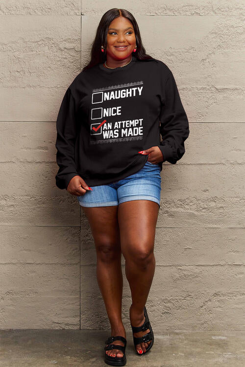 Simply Love Full Size Letter Graphic Long Sleeve Sweatshirt – Women's Casual Top