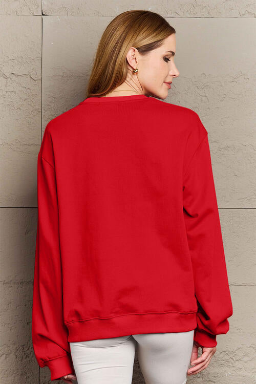 Simply Love Full Size Letter Graphic Long Sleeve Sweatshirt – Women's Casual Top