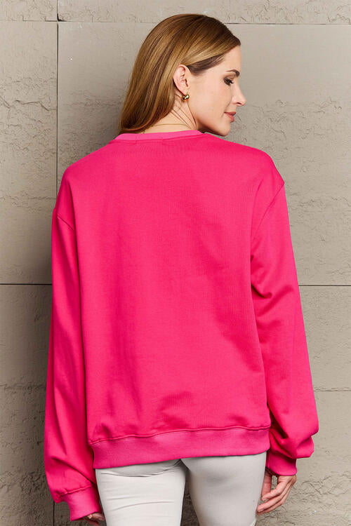 Simply Love Full Size Letter Graphic Long Sleeve Sweatshirt – Women's Casual Top