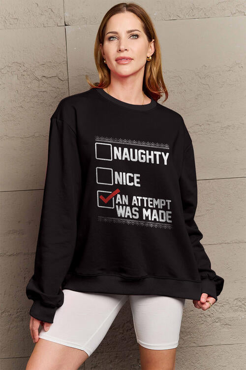 Simply Love Full Size Letter Graphic Long Sleeve Sweatshirt – Women's Casual Top