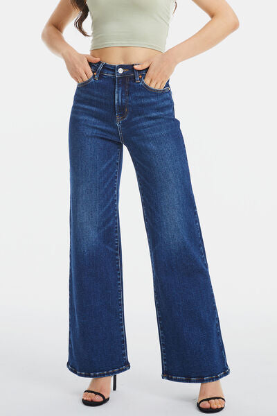 BAYEAS Full Size High Waist Cat's Whisker Wide Leg Jeans