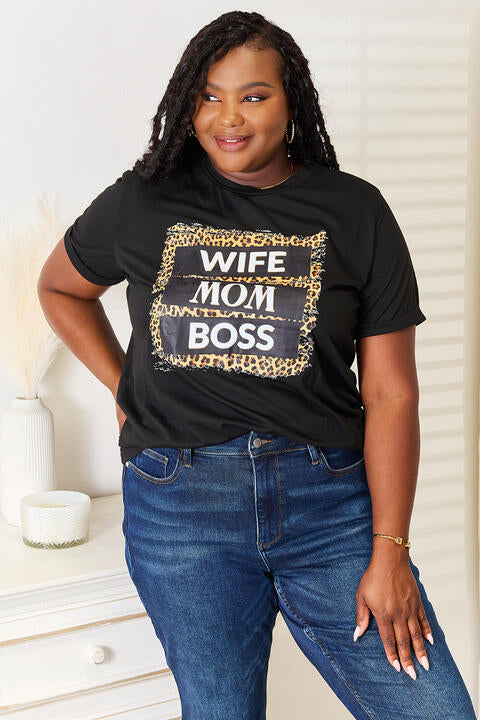 WIFE MOM BOSS Leopard Graphic T-Shirt - Empowering Women's Tee