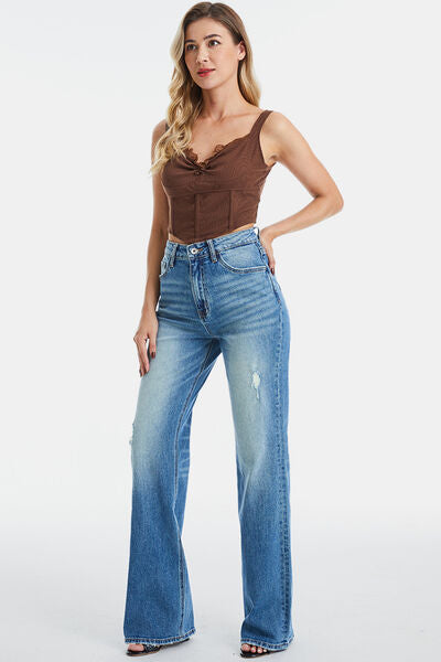 BAYEAS Full Size Ultra High-Waist Gradient Bootcut Jeans