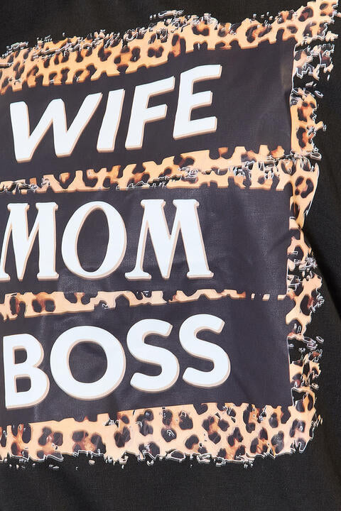 WIFE MOM BOSS Leopard Graphic T-Shirt - Empowering Women's Tee