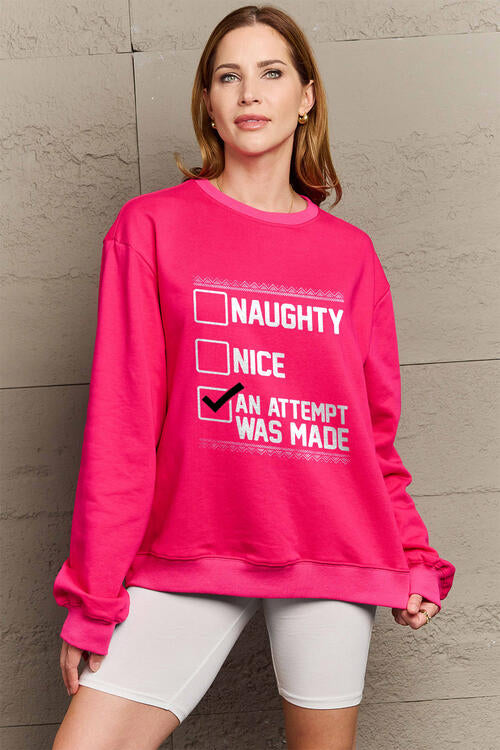 Simply Love Full Size Letter Graphic Long Sleeve Sweatshirt – Women's Casual Top