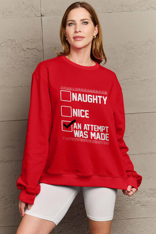 Simply Love Full Size Letter Graphic Long Sleeve Sweatshirt – Women's Casual Top