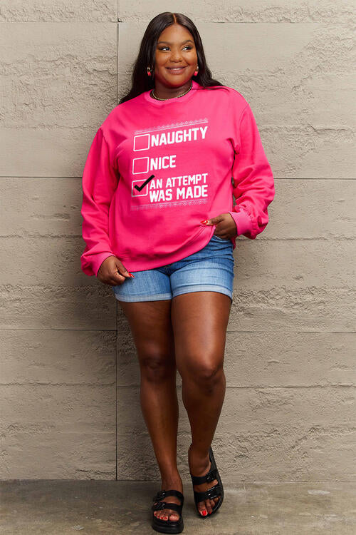 Simply Love Full Size Letter Graphic Long Sleeve Sweatshirt – Women's Casual Top